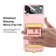 For Samsung Galaxy Z Flip4 GKK Ultra-thin Full Coverage Phone Flip Case with Wristband(Pink)