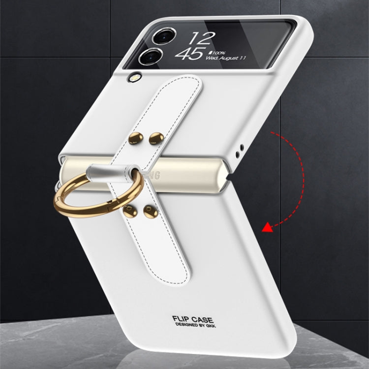 For Samsung Galaxy Z Flip4 GKK Ultra-thin PC Full Coverage Phone Flip Case with Ring Holder(Blue)