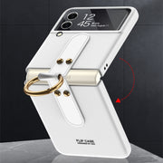 For Samsung Galaxy Z Flip4 GKK Ultra-thin PC Full Coverage Phone Flip Case with Ring Holder(Pink)