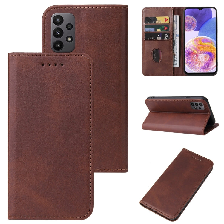 For Samsung Galaxy A23 4G Magnetic Closure Leather Phone Case(Brown)