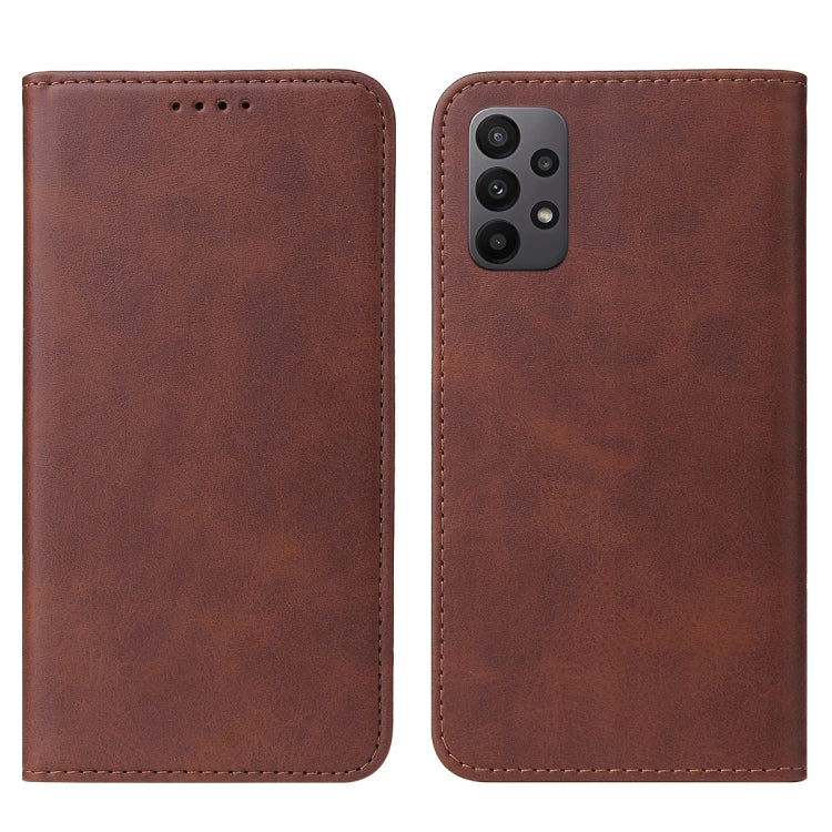 For Samsung Galaxy A23 4G Magnetic Closure Leather Phone Case(Brown)