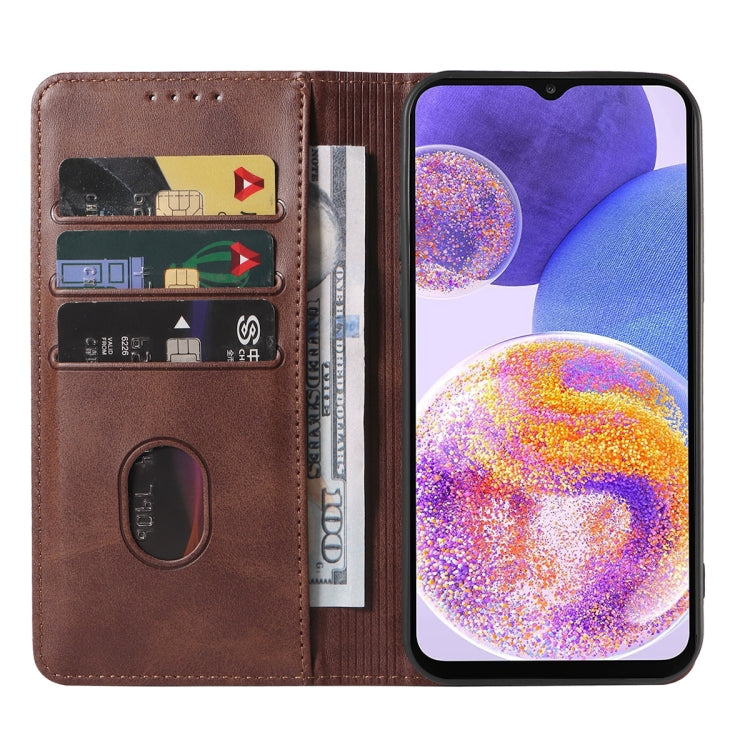 For Samsung Galaxy A23 4G Magnetic Closure Leather Phone Case(Brown)