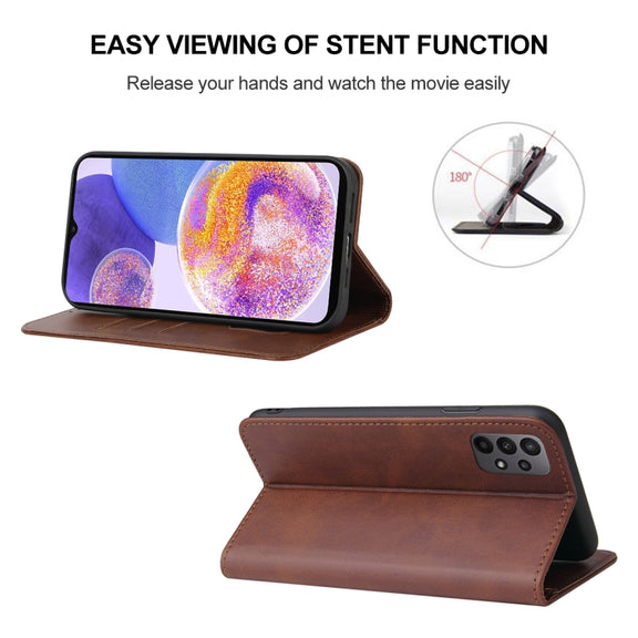 For Samsung Galaxy A23 4G Magnetic Closure Leather Phone Case(Brown)