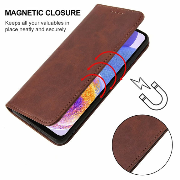 For Samsung Galaxy A23 4G Magnetic Closure Leather Phone Case(Brown)