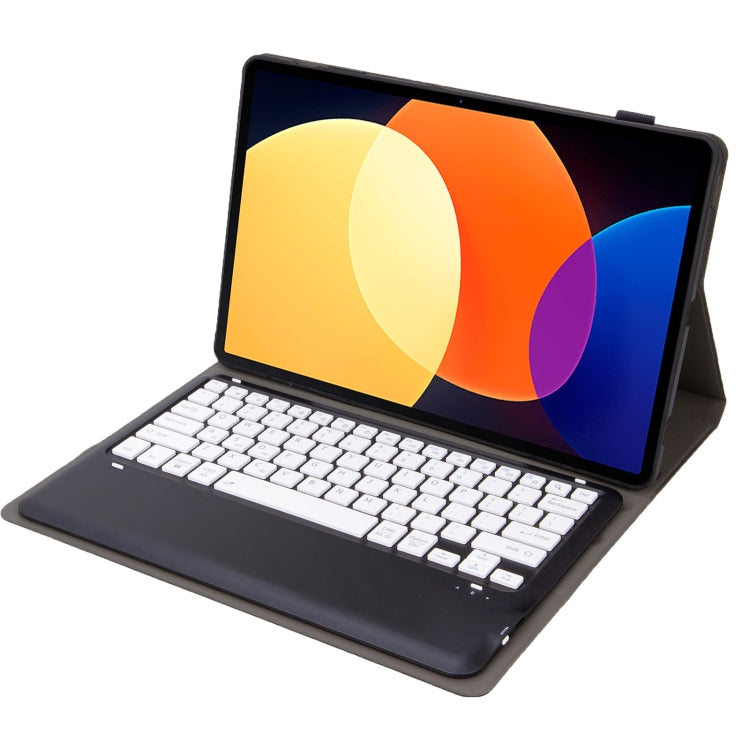 A0N4-A Detachable Sheep Pattern TPU Bluetooth Keyboard Tablet Leather Case with Touchpad For Xiaomi Pad 5 Pro 12.4(Black+White)