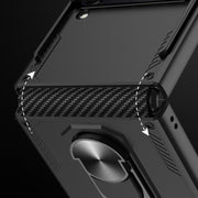 For Samsung Galaxy Z Flip4 GKK Carbon Brazing Pattern Shockproof Armor PC Phone Case with Ring Holder(Pink)