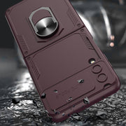 For Samsung Galaxy Z Flip4 GKK Carbon Brazing Pattern Shockproof Armor PC Phone Case with Ring Holder(Silver)