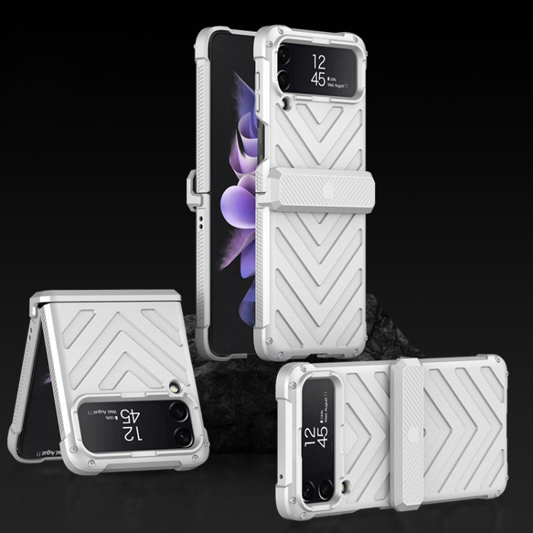 For Samsung Galaxy Z Flip4 GKK Magnetic Folding Swivel Armored Phone Case with Hinges(Silver)