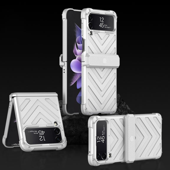 For Samsung Galaxy Z Flip4 GKK Magnetic Folding Swivel Armored Phone Case with Hinges(Silver)