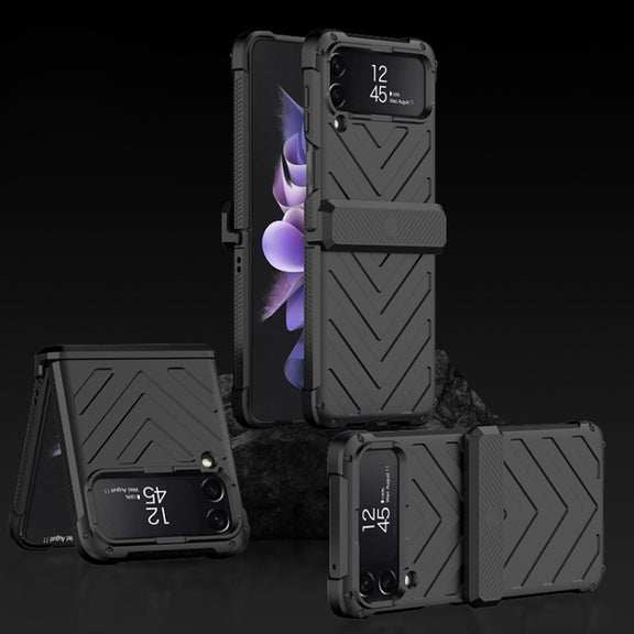 For Samsung Galaxy Z Flip4 GKK Magnetic Folding Swivel Armored Phone Case with Hinges(Black)