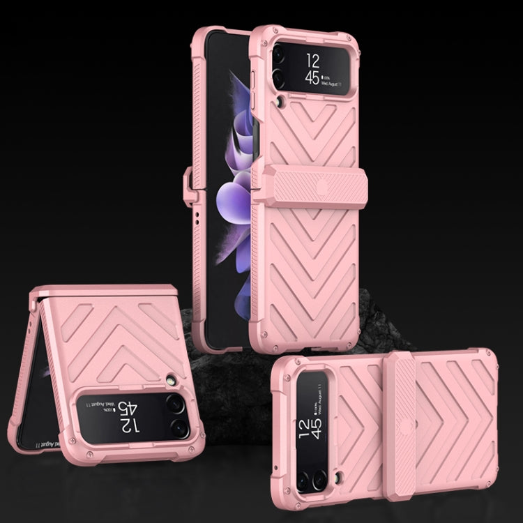 For Samsung Galaxy Z Flip4 GKK Magnetic Folding Swivel Armored Phone Case with Hinges(Sweet Pink)