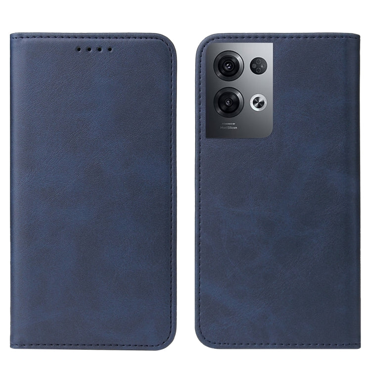 For OPPO Reno8 Pro Magnetic Closure Leather Phone Case(Blue)