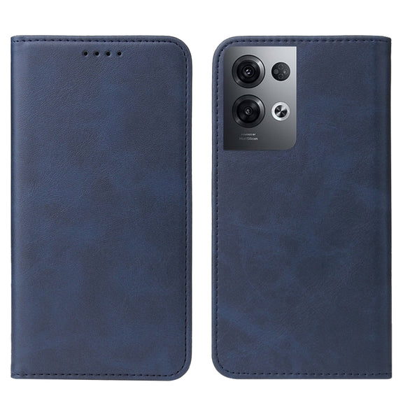 For OPPO Reno8 Pro Magnetic Closure Leather Phone Case(Blue)