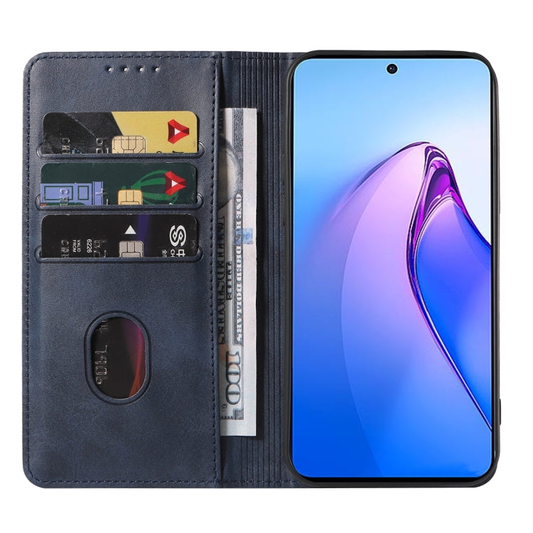 For OPPO Reno8 Pro Magnetic Closure Leather Phone Case(Blue)