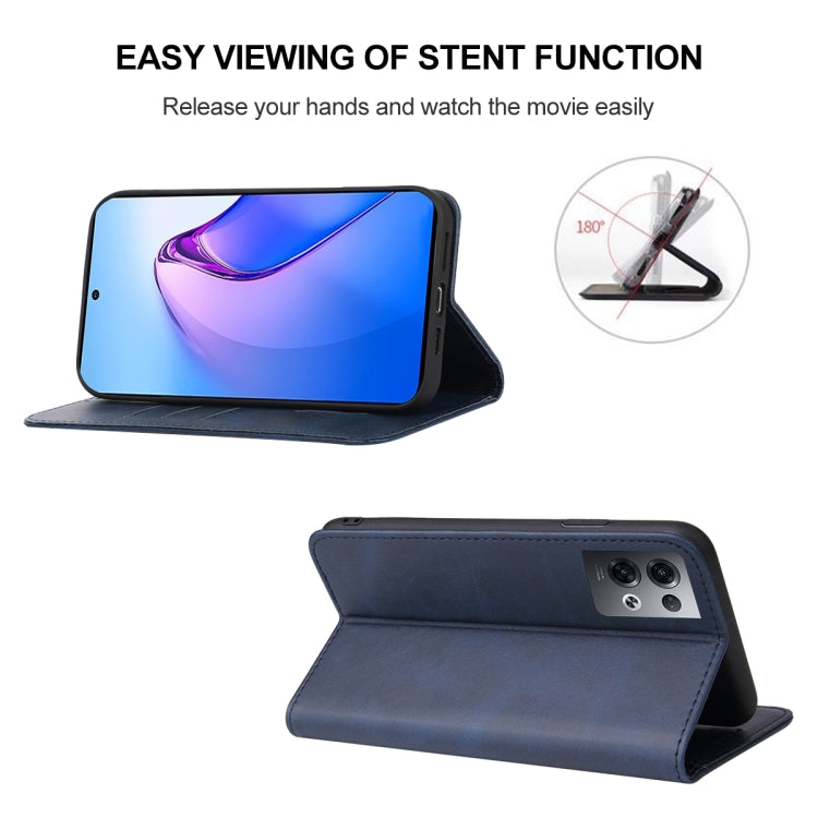 For OPPO Reno8 Pro Magnetic Closure Leather Phone Case(Blue)