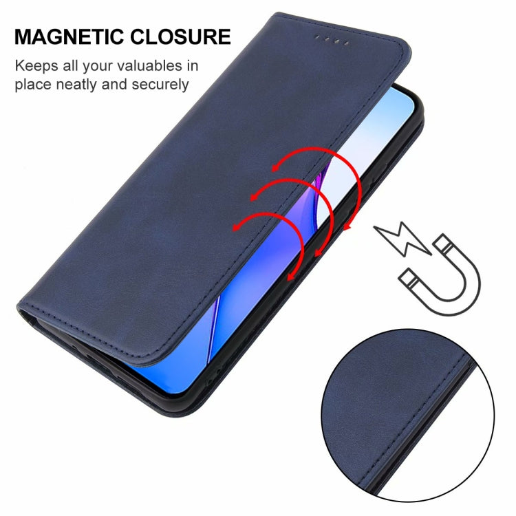 For OPPO Reno8 Pro Magnetic Closure Leather Phone Case(Blue)