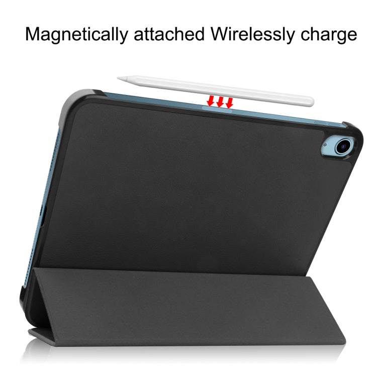 Solid Color Custer Texture Leather Tablet Case For iPad 10th Gen 10.9 2022 / 2025 (Black)