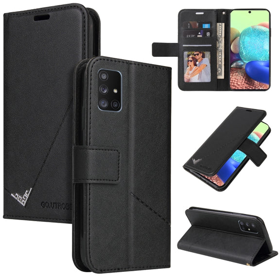 For Samsung Galaxy M31s GQUTROBE Right Angle Leather Phone Case(Black)