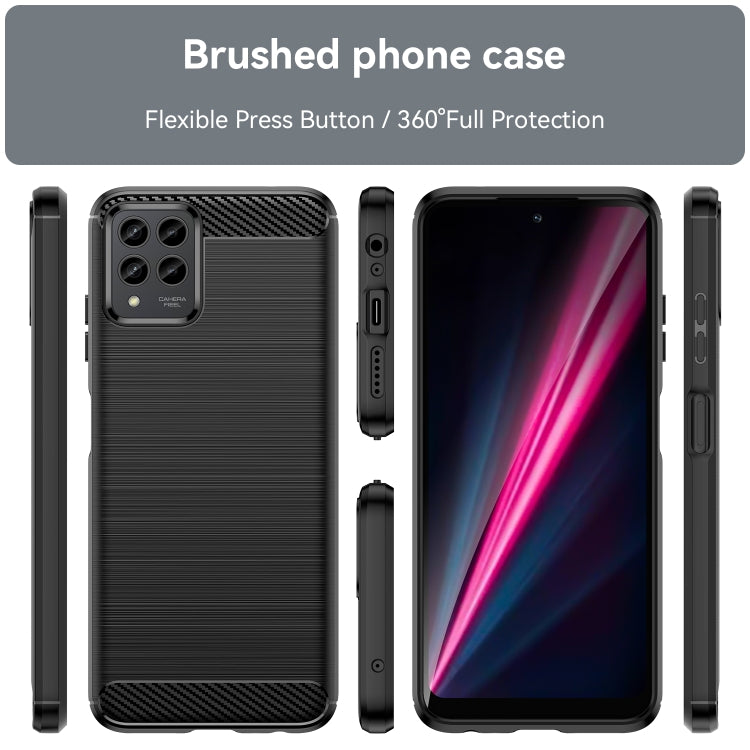 For T-Mobile REVVL 6 Pro 5G Brushed Texture Carbon Fiber TPU Phone Case(Black)