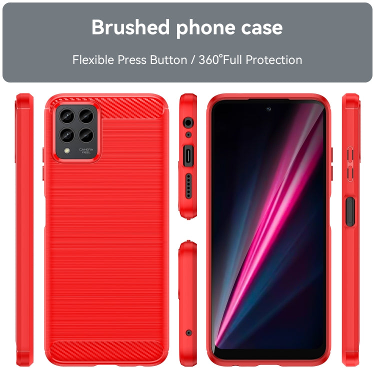 For T-Mobile REVVL 6 Pro 5G Brushed Texture Carbon Fiber TPU Phone Case(Red)