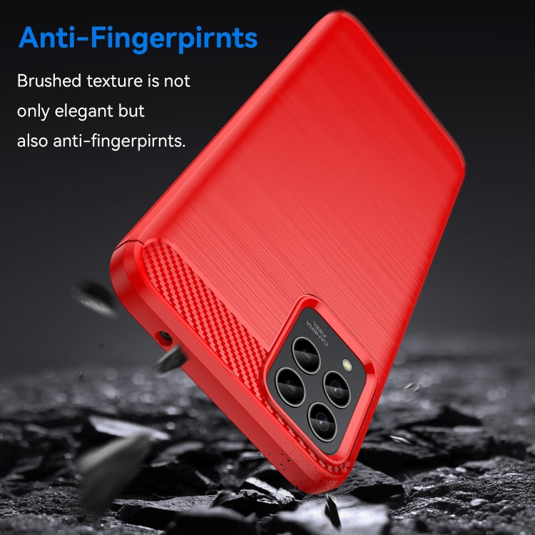For T-Mobile REVVL 6 Pro 5G Brushed Texture Carbon Fiber TPU Phone Case(Red)