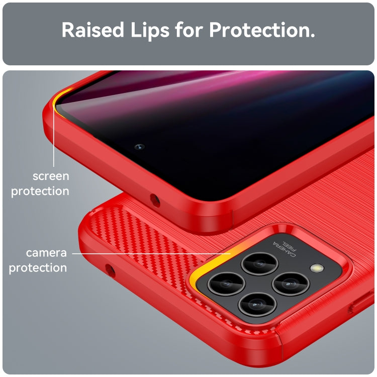 For T-Mobile REVVL 6 Pro 5G Brushed Texture Carbon Fiber TPU Phone Case(Red)