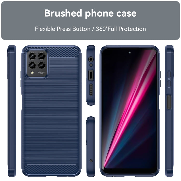 For T-Mobile REVVL 6 Pro 5G Brushed Texture Carbon Fiber TPU Phone Case(Blue)