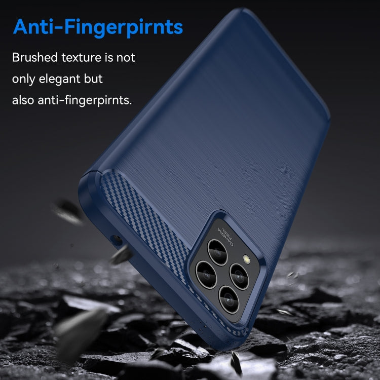 For T-Mobile REVVL 6 Pro 5G Brushed Texture Carbon Fiber TPU Phone Case(Blue)
