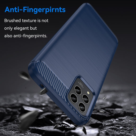 For T-Mobile REVVL 6 Pro 5G Brushed Texture Carbon Fiber TPU Phone Case(Blue)