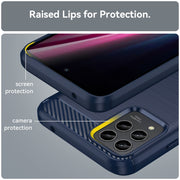 For T-Mobile REVVL 6 Pro 5G Brushed Texture Carbon Fiber TPU Phone Case(Blue)