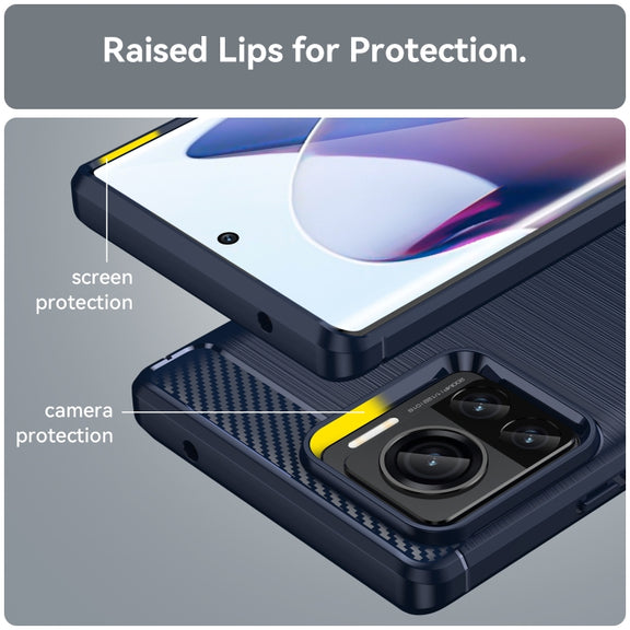 For Motorola Moto X30 Pro/Edge 30 Ultra Brushed Texture Carbon Fiber TPU Phone Case(Blue)