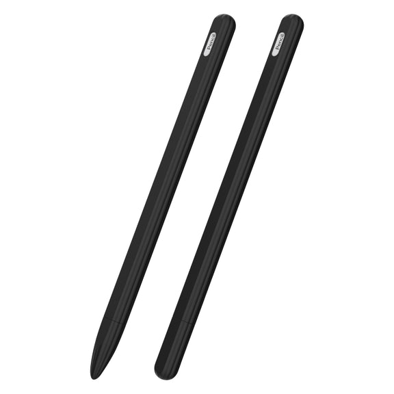 3 in 1 Striped Liquid Silicone Stylus Case with Two Tip Caps For Apple Pencil 1(Black)