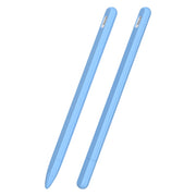 3 in 1 Striped Liquid Silicone Stylus Case with Two Tip Caps For Apple Pencil 1(Sky Blue)