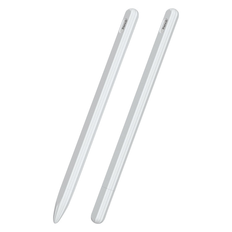 3 in 1 Striped Liquid Silicone Stylus Case with Two Tip Caps For Apple Pencil 1(White)