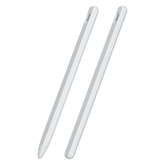 3 in 1 Striped Liquid Silicone Stylus Case with Two Tip Caps For Apple Pencil 1(White)