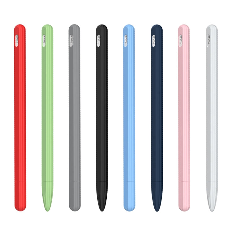 3 in 1 Striped Liquid Silicone Stylus Case with Two Tip Caps For Apple Pencil 1(Black)