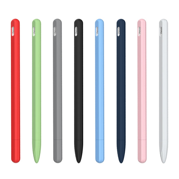 3 in 1 Striped Liquid Silicone Stylus Case with Two Tip Caps For Apple Pencil 1(Grey)