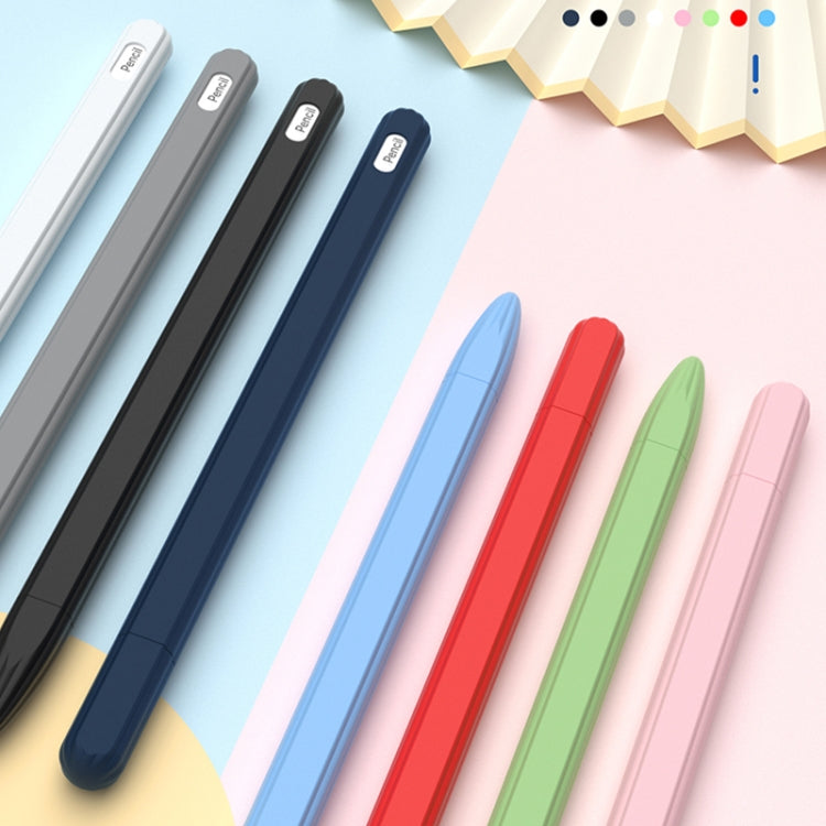 3 in 1 Striped Liquid Silicone Stylus Case with Two Tip Caps For Apple Pencil 1(Grey)