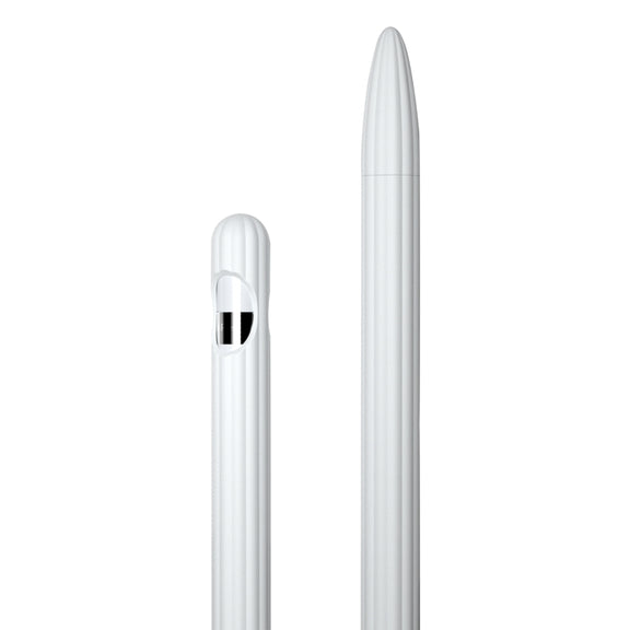 3 in 1 Striped Liquid Silicone Stylus Case with Two Tip Caps For Apple Pencil 2(White)