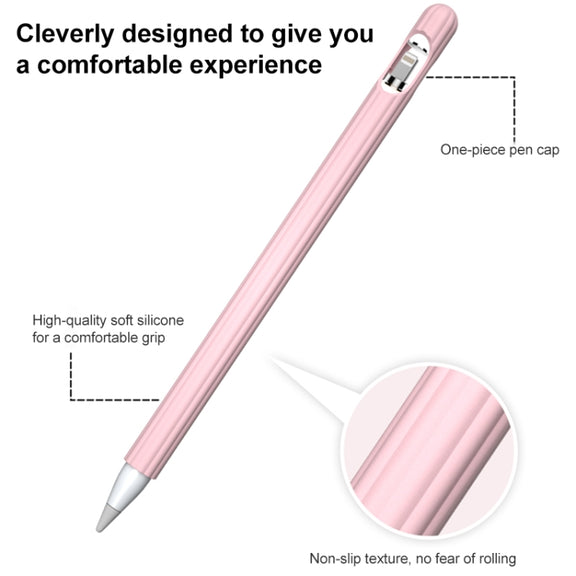 3 in 1 Striped Liquid Silicone Stylus Case with Two Tip Caps For Apple Pencil 2(Red)