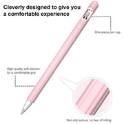 3 in 1 Striped Liquid Silicone Stylus Case with Two Tip Caps For Apple Pencil 2(Sky Blue)