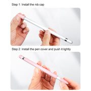 3 in 1 Striped Liquid Silicone Stylus Case with Two Tip Caps For Apple Pencil 2(Red)