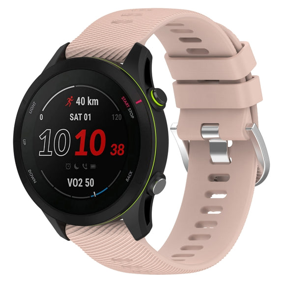 Compatible with Garmin Compatible witherunner255S 18mm Cross Textured Silicone Watch Band(Light Pink)