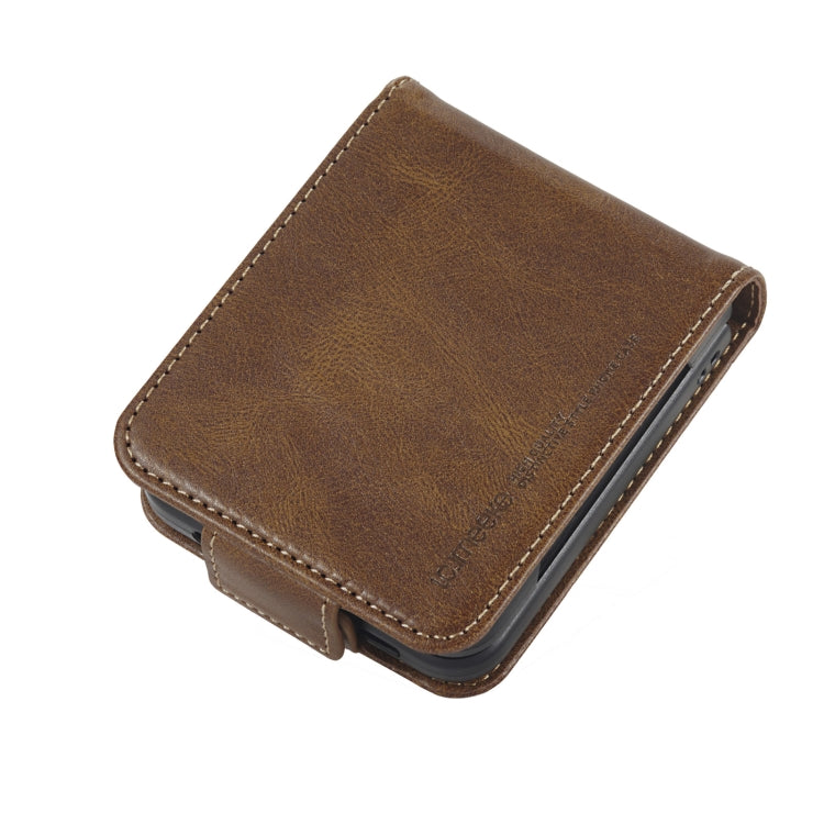 For Samsung Galaxy Z Flip4 5G LC.IMEEKE RFID Anti-theft Leather Phone Case(Brown)