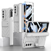 For Samsung Galaxy Z Fold4 GKK Integrated Magnetic Armor Flip Phone Case With Pen Box(Silver)