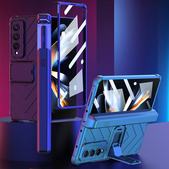 For Samsung Galaxy Z Fold4 GKK Integrated Magnetic Armor Flip Phone Case With Pen Box(Silver)