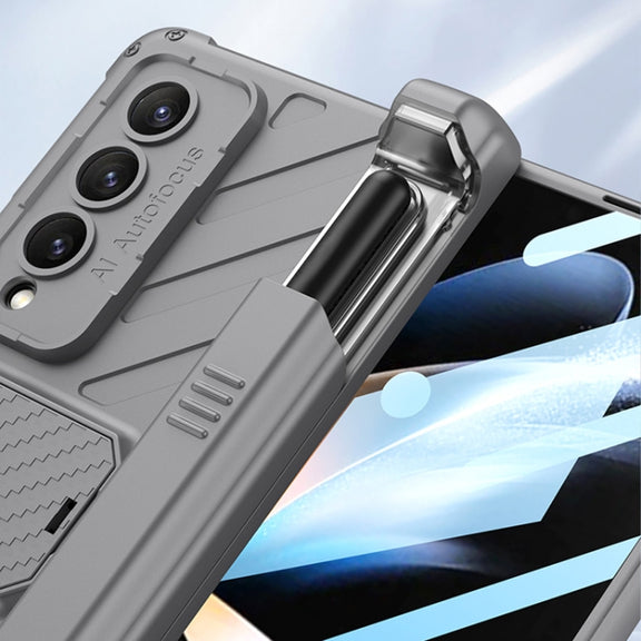 For Samsung Galaxy Z Fold4 GKK Integrated Magnetic Armor Flip Phone Case With Pen Box(Mist Gold)