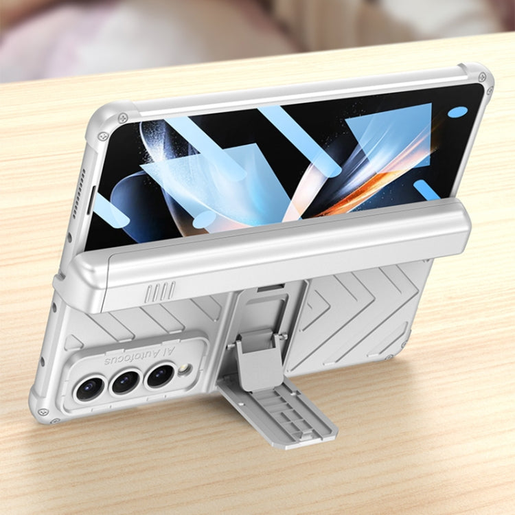 For Samsung Galaxy Z Fold4 GKK Integrated Magnetic Armor Flip Phone Case With Pen Box(Mist Gold)