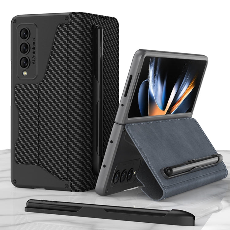 For Samsung Galaxy Z Fold4 GKK Armor Flip Leather Phone Case with Pen Slots(Brown)