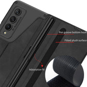 For Samsung Galaxy Z Fold4 GKK Armor Flip Leather Phone Case with Pen Slots(Night Green)